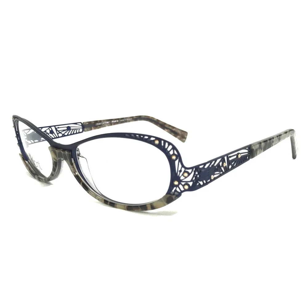 Jean Lafont Eyeglasses Frames GAUFRETTE 565 Brown Tortoise Blue Oval 53-15-130